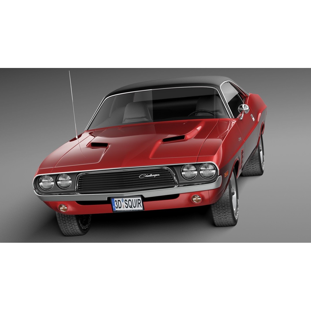 Dodge Challenger 3D Model – High Poly Muscle Car, FBX, OBJ - View 3