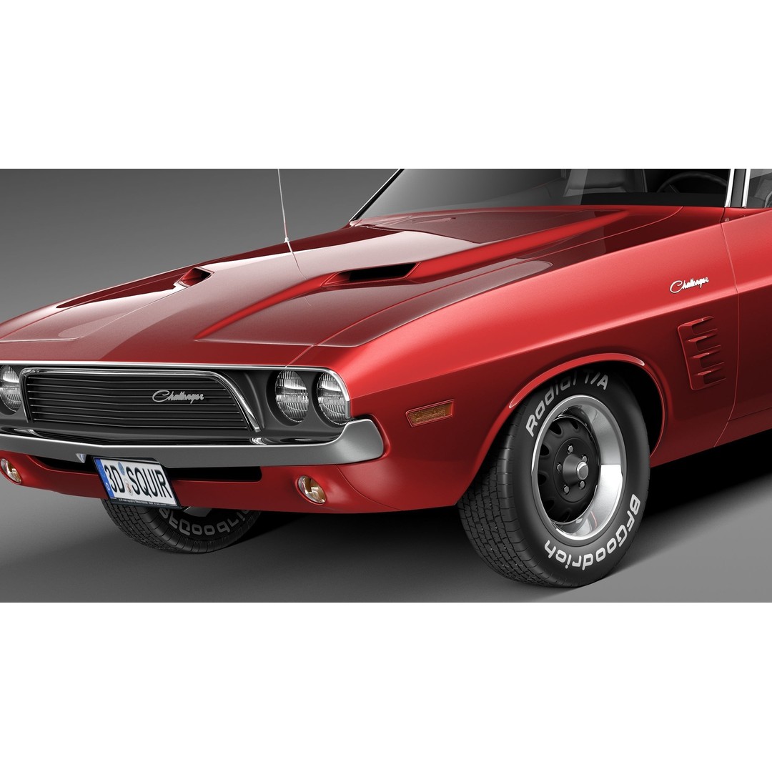 Dodge Challenger 3D Model – High Poly Muscle Car, FBX, OBJ - View 4