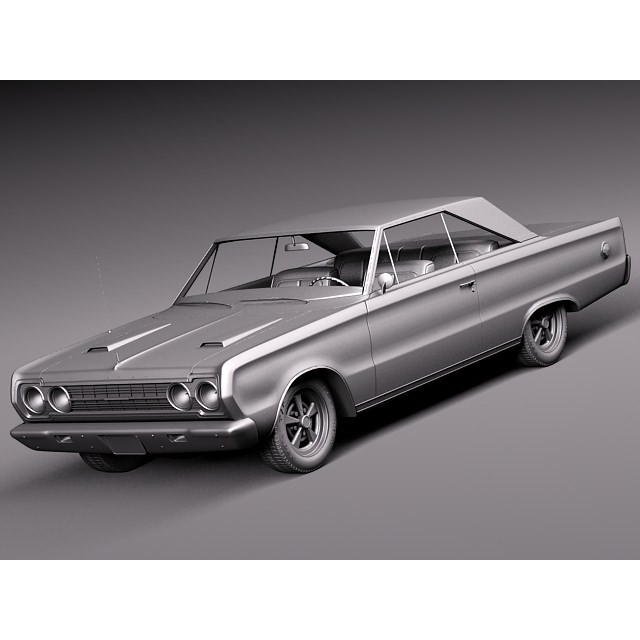 Plymouth GTX 3D Model – High Poly Classic Muscle Car, FBX, OBJ - View 14