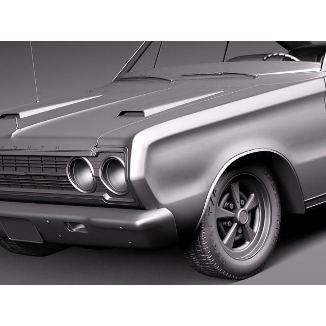 Plymouth GTX 3D Model – High Poly Classic Muscle Car, FBX, OBJ - View 15