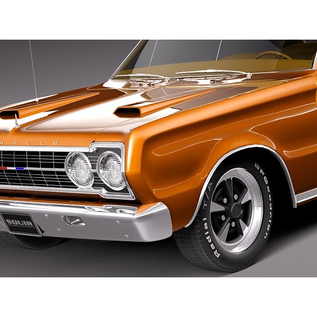 Plymouth GTX 3D Model – High Poly Classic Muscle Car, FBX, OBJ - View 6