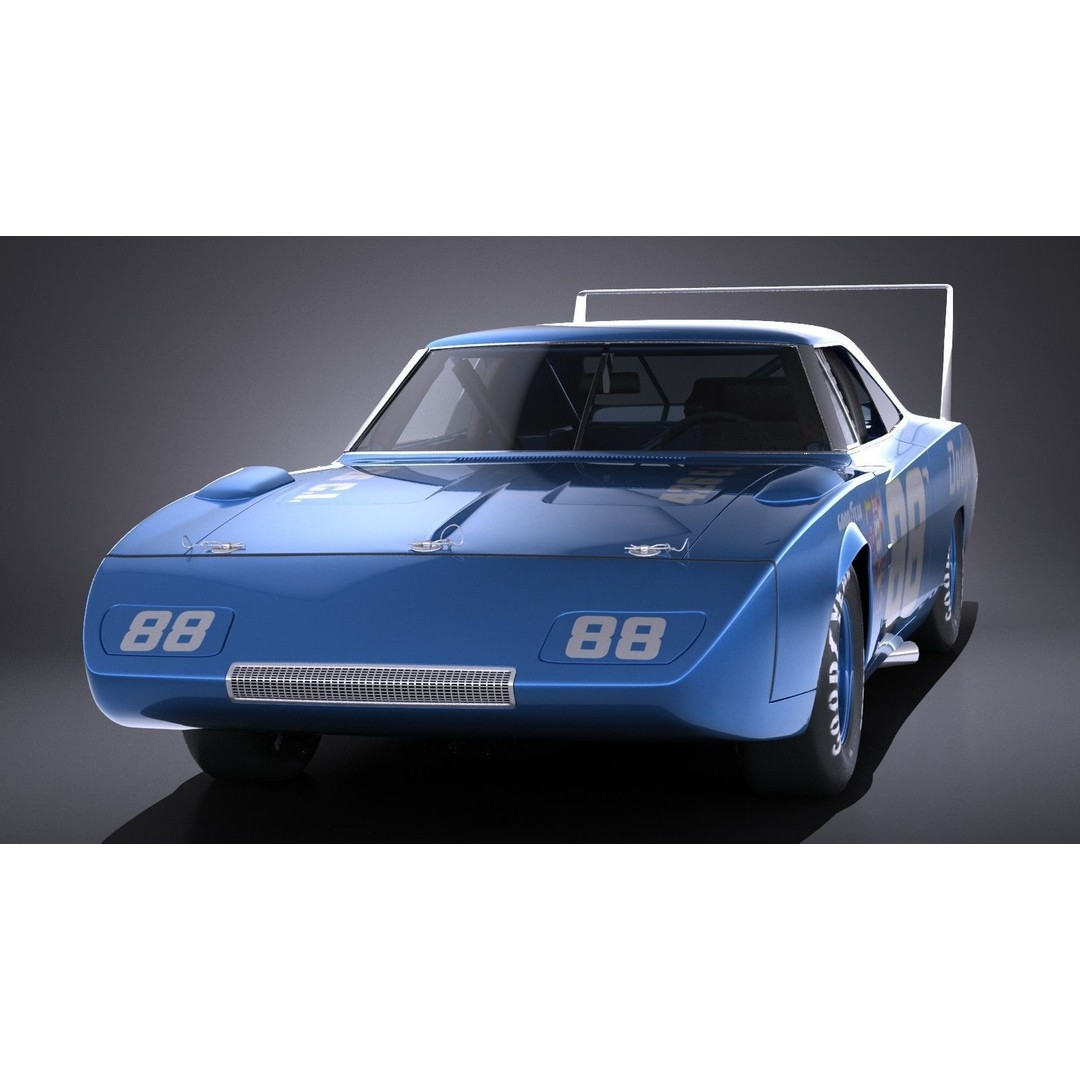 Dodge Charger Daytona 1969 3D Model – High Poly Racing Car, FBX, OBJ - View 3