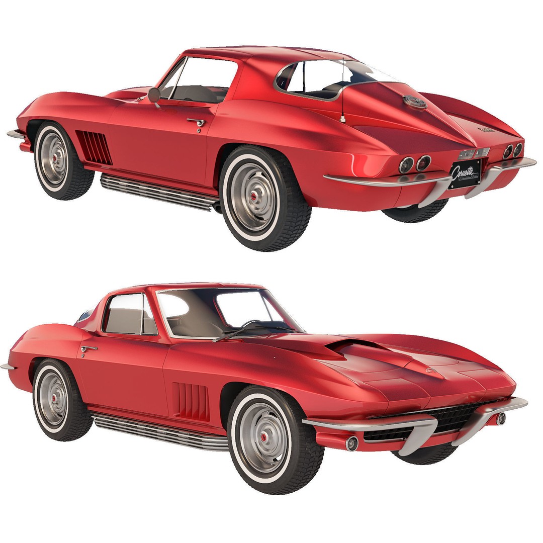 Chevrolet Corvette Stingray C2 1967 3D Model – Classic Sports Car, FBX
