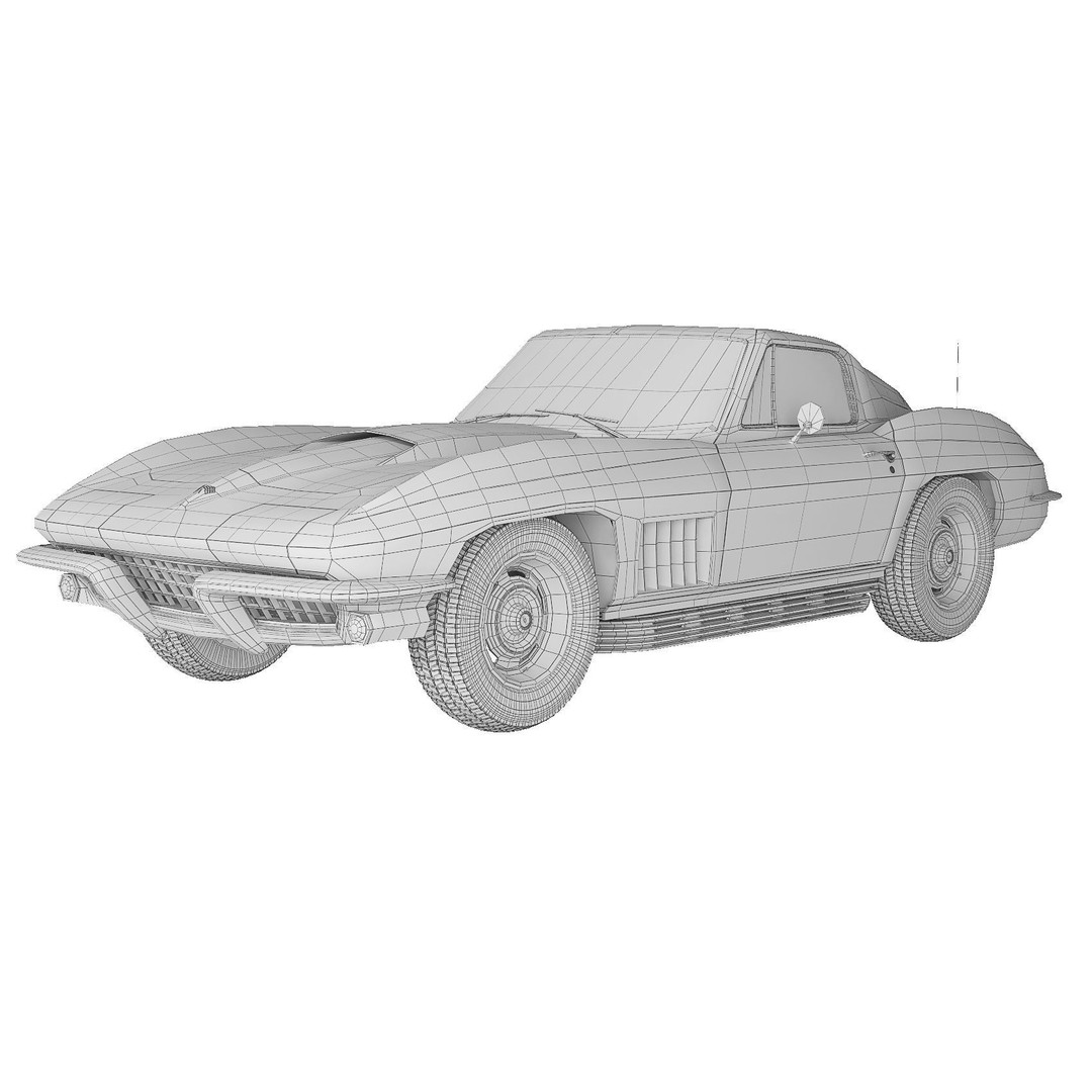 Chevrolet Corvette Stingray C2 1967 3D Model – Classic Sports Car, FBX - View 12
