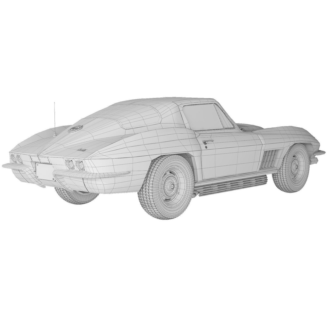 Chevrolet Corvette Stingray C2 1967 3D Model – Classic Sports Car, FBX - View 13