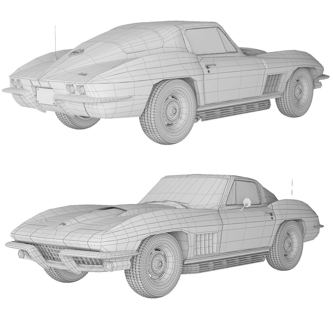 Chevrolet Corvette Stingray C2 1967 3D Model – Classic Sports Car, FBX - View 14