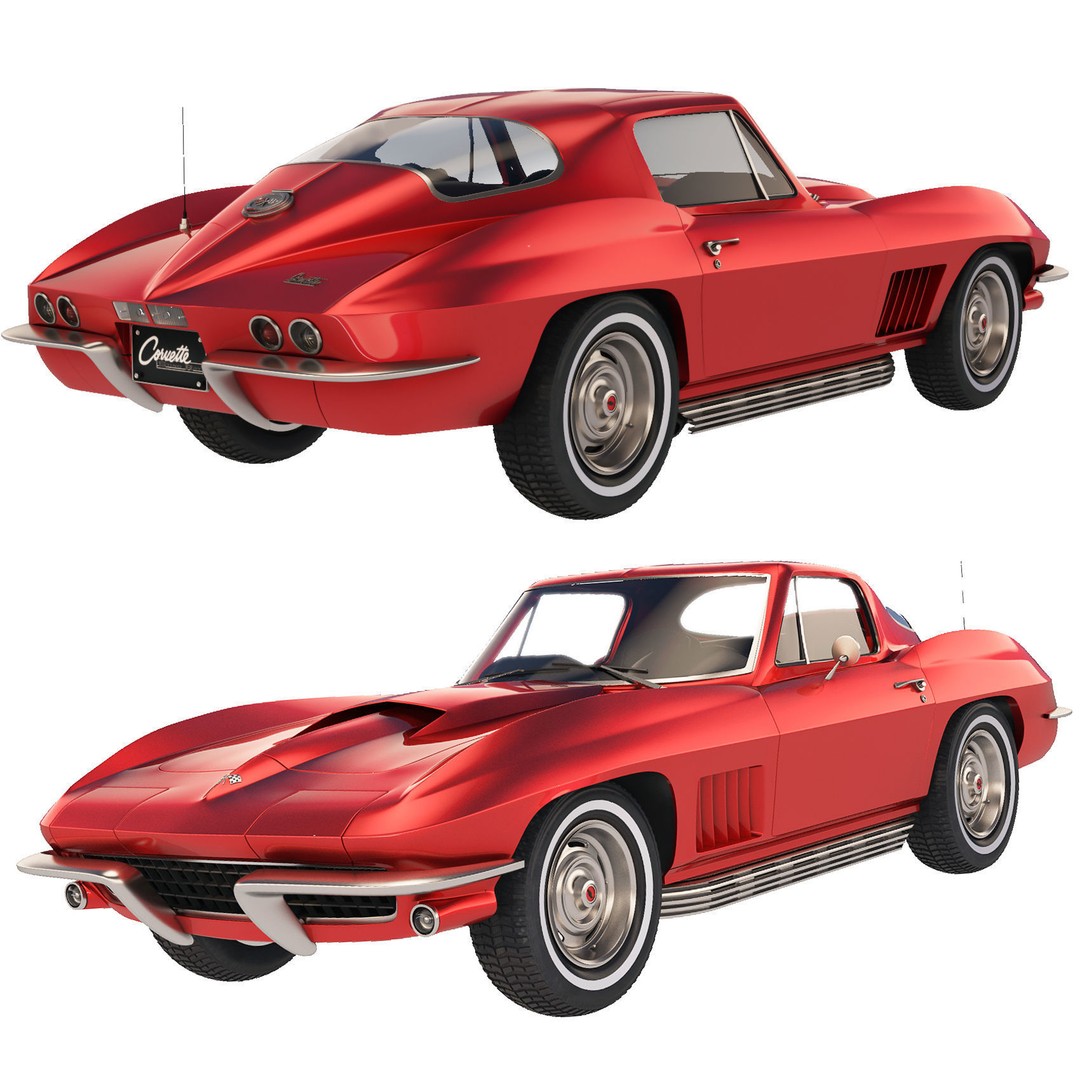 Chevrolet Corvette Stingray C2 1967 3D Model – Classic Sports Car, FBX - View 15