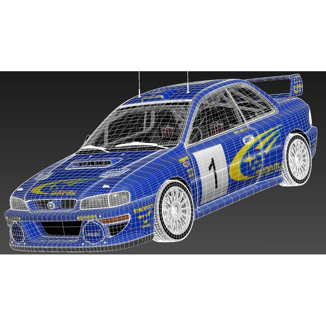 Subaru Impreza STi 22b WRC 1993-2000 3D Model – High Poly, FBX, OBJ - View 19