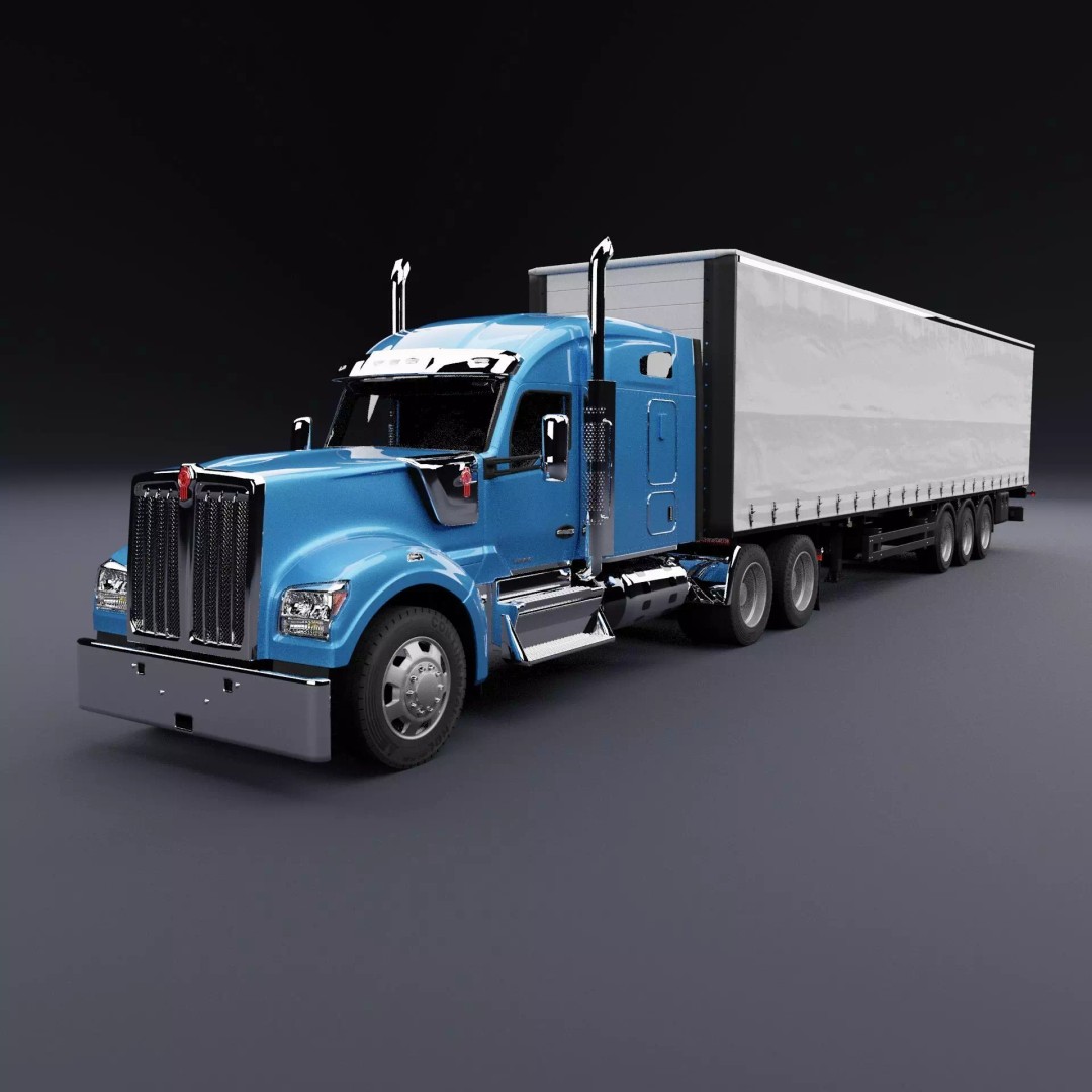 Kenworth 990 Truck 3D Model – High Poly Realistic Vehicle, Blender, FBX, OBJ