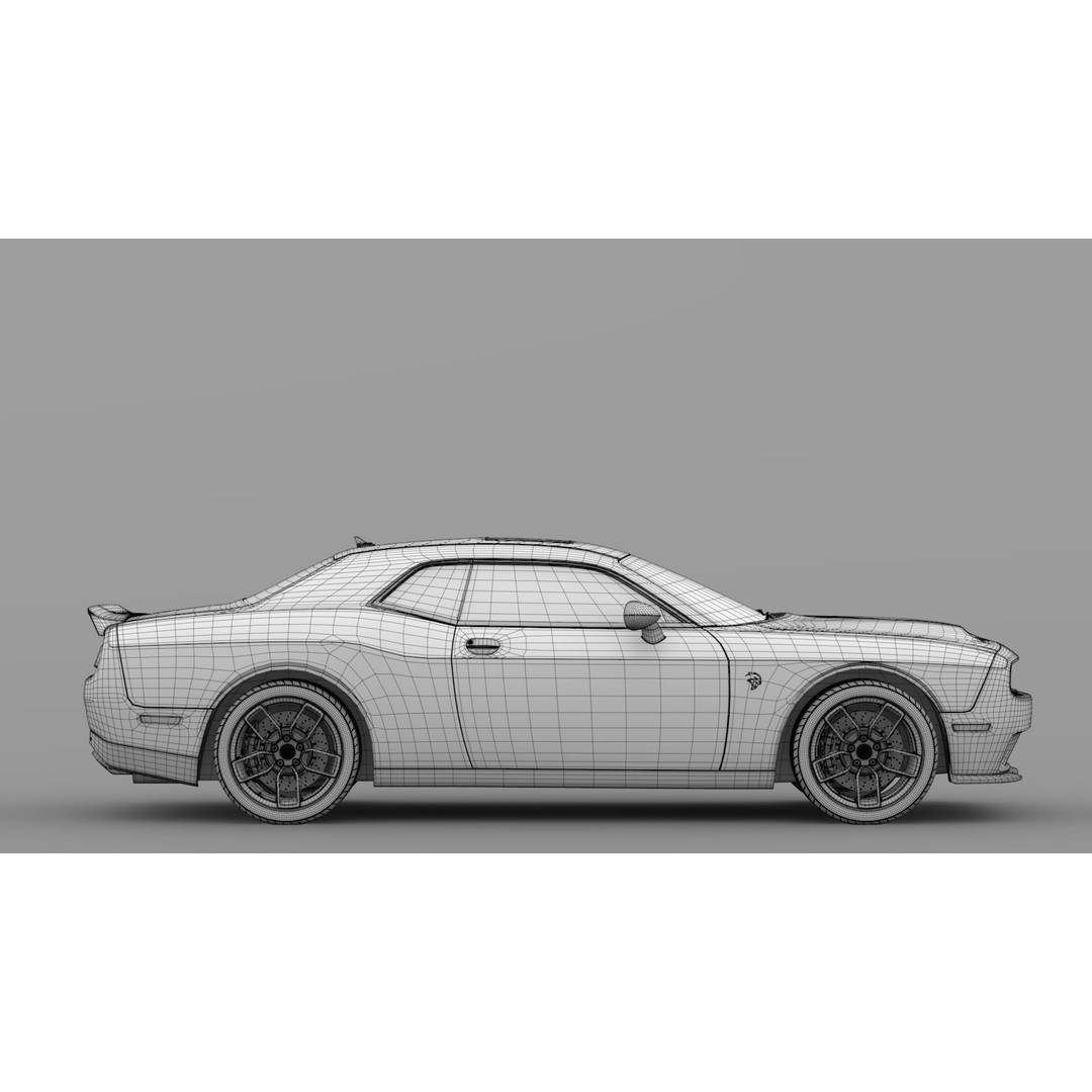 Dodge Challenger SRT Hellcat 2020 3D Model – High Poly Game Asset, FBX, OBJ - View 20