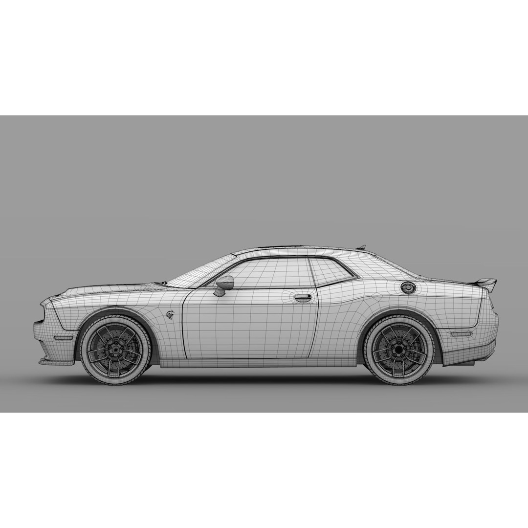Dodge Challenger SRT Hellcat 2020 3D Model – High Poly Game Asset, FBX, OBJ - View 22