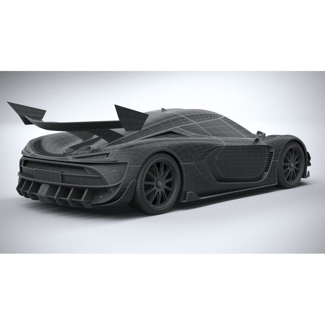 Generic Hypercar 3D Model – Low Poly Game Asset, FBX, OBJ