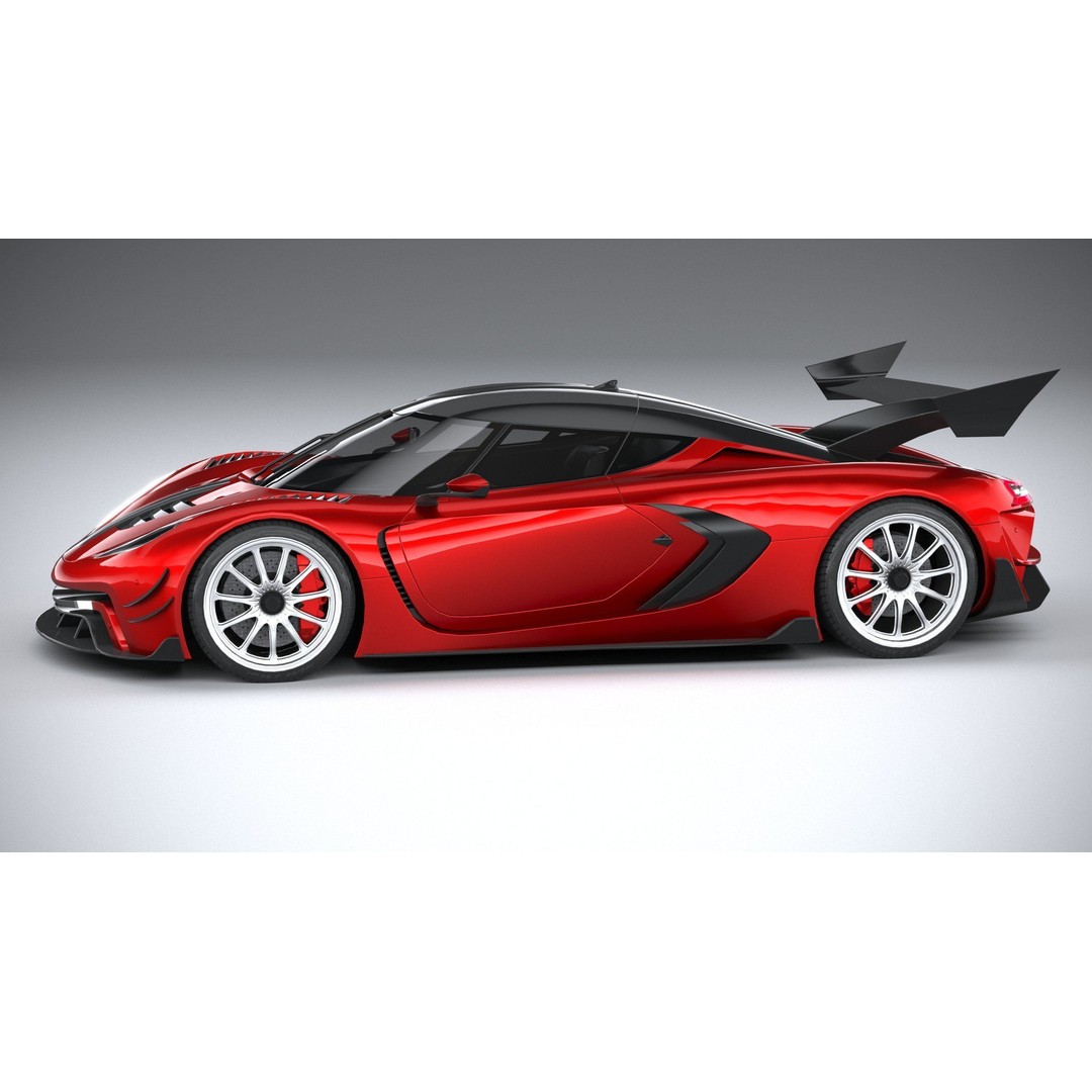 Generic Hypercar 3D Model – Low Poly Game Asset, FBX, OBJ - View 10