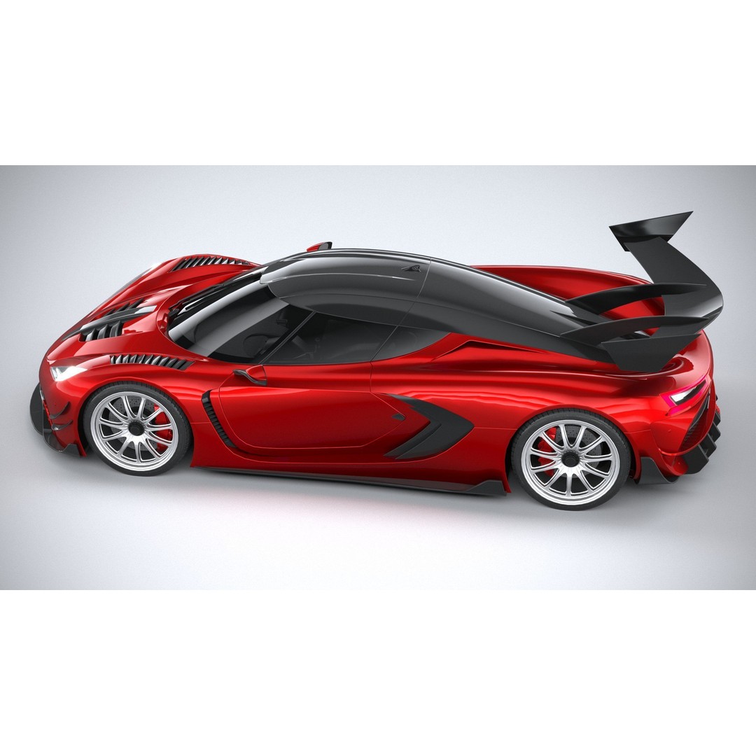 Generic Hypercar 3D Model – Low Poly Game Asset, FBX, OBJ - View 11