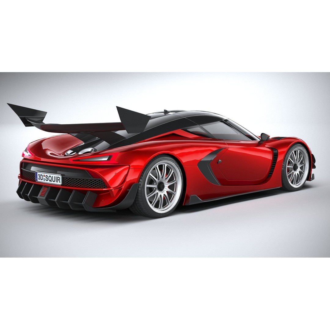 Generic Hypercar 3D Model – Low Poly Game Asset, FBX, OBJ - View 19