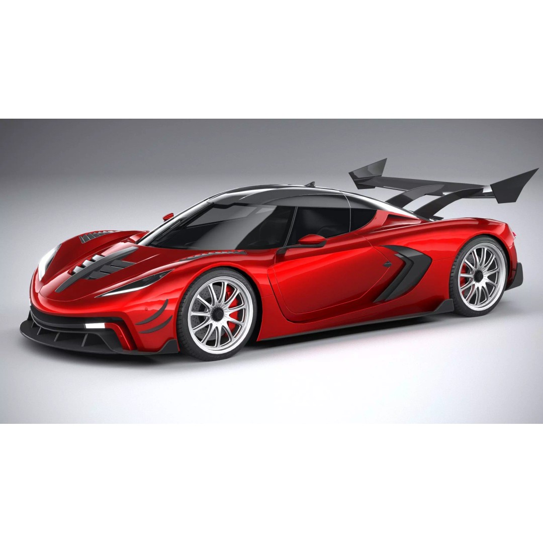 Generic Hypercar 3D Model – Low Poly Game Asset, FBX, OBJ - View 2