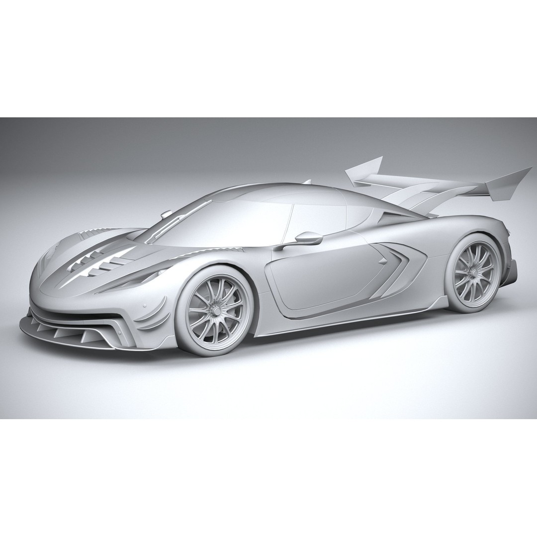 Generic Hypercar 3D Model – Low Poly Game Asset, FBX, OBJ - View 21