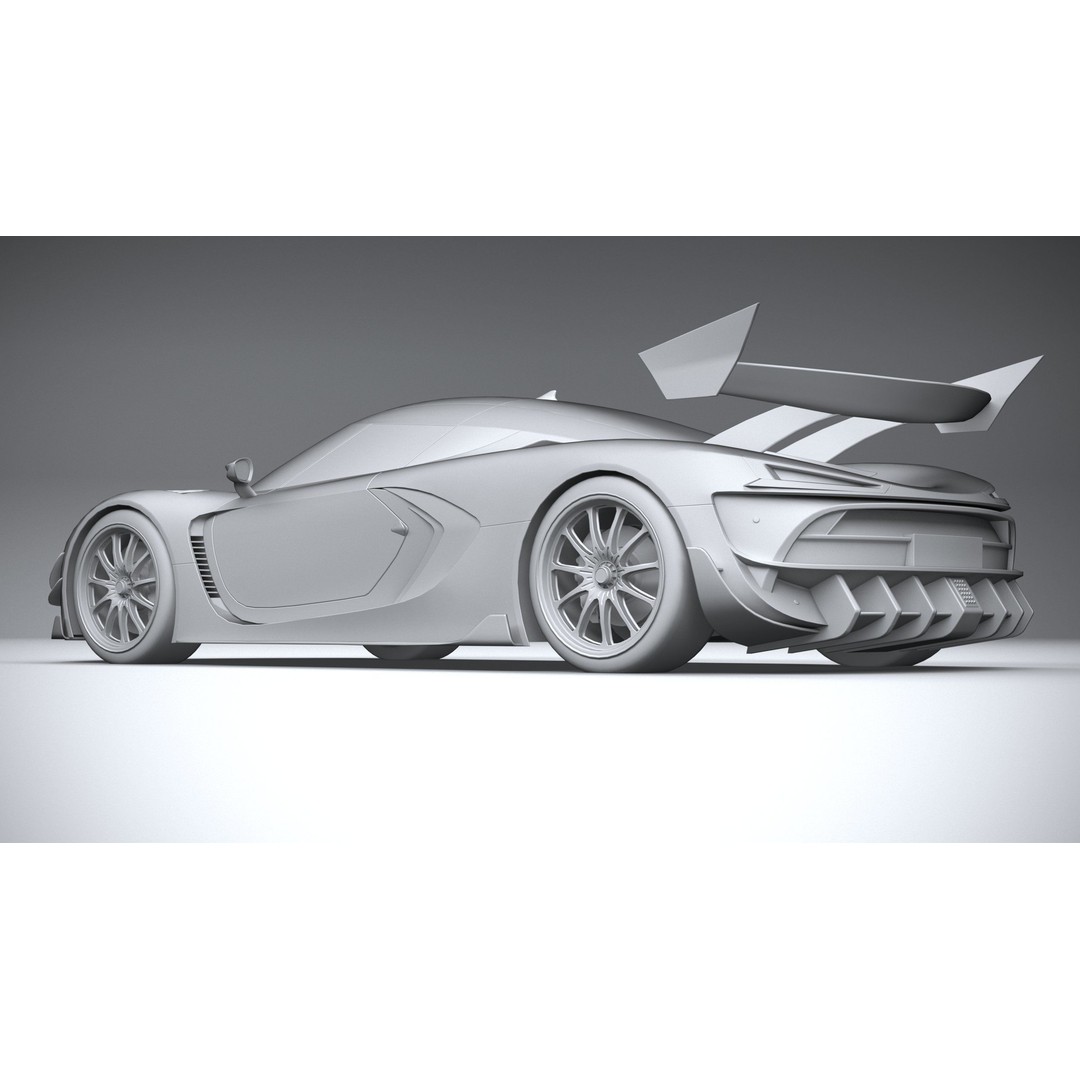 Generic Hypercar 3D Model – Low Poly Game Asset, FBX, OBJ - View 23