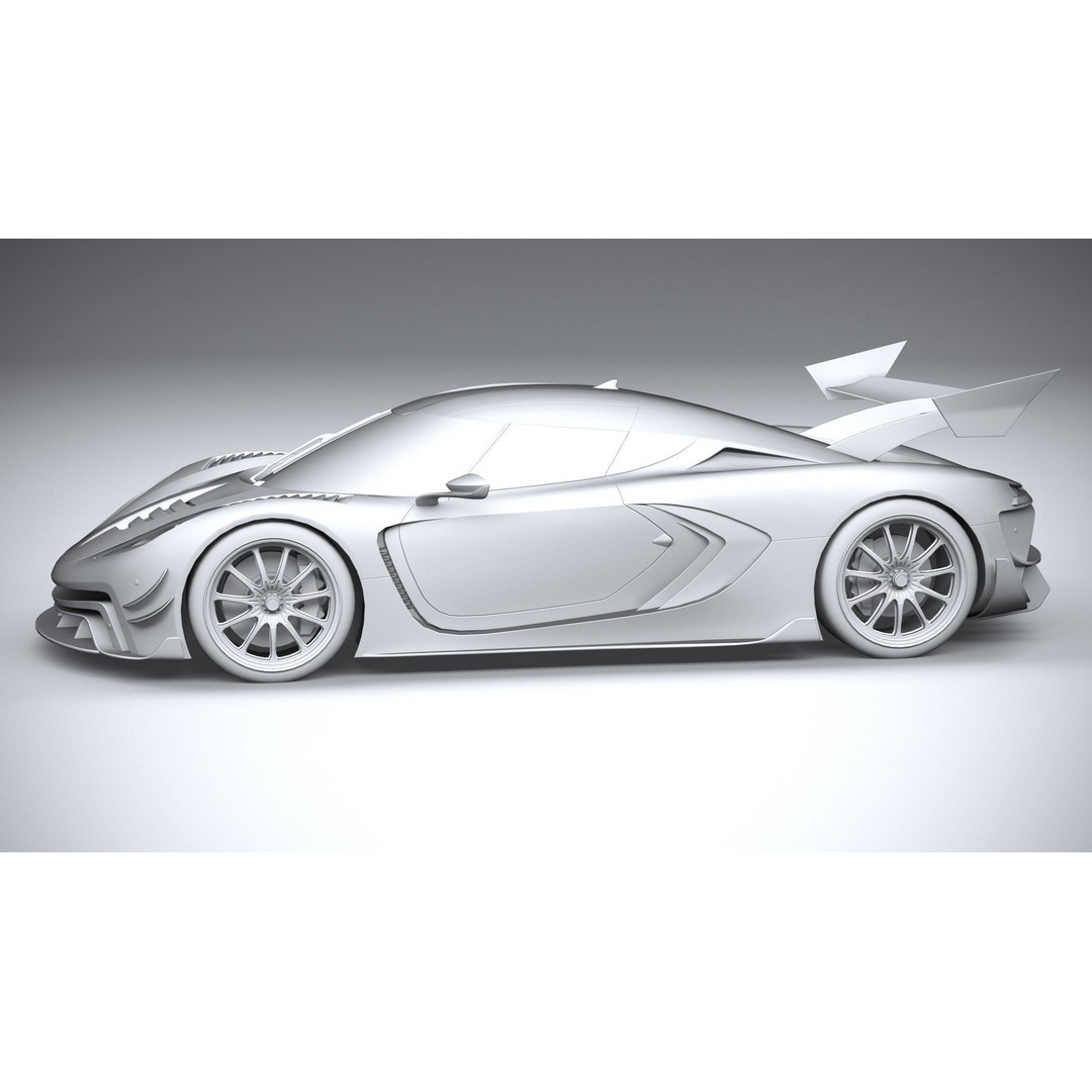 Generic Hypercar 3D Model – Low Poly Game Asset, FBX, OBJ - View 24