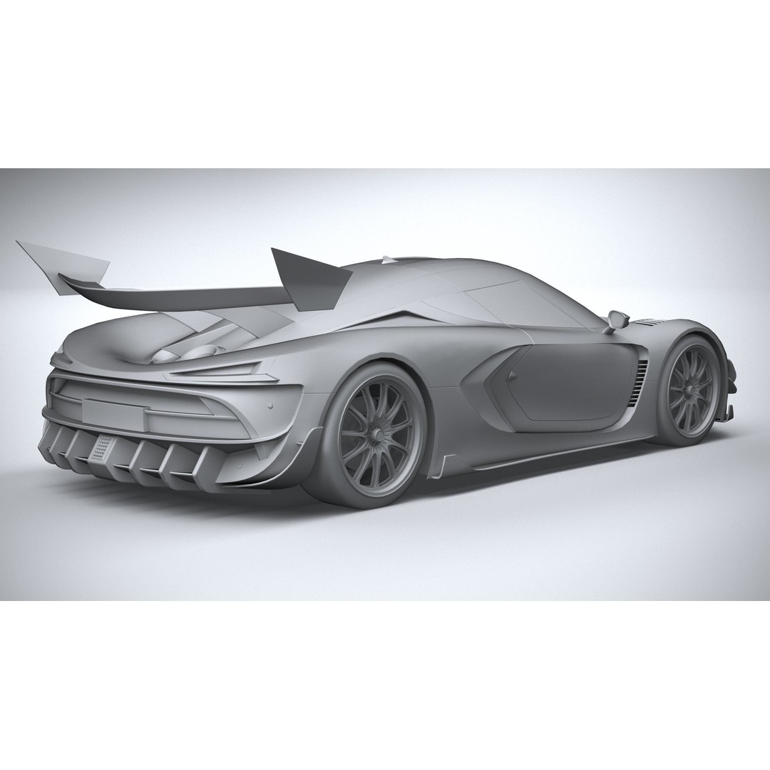 Generic Hypercar 3D Model – Low Poly Game Asset, FBX, OBJ - View 27
