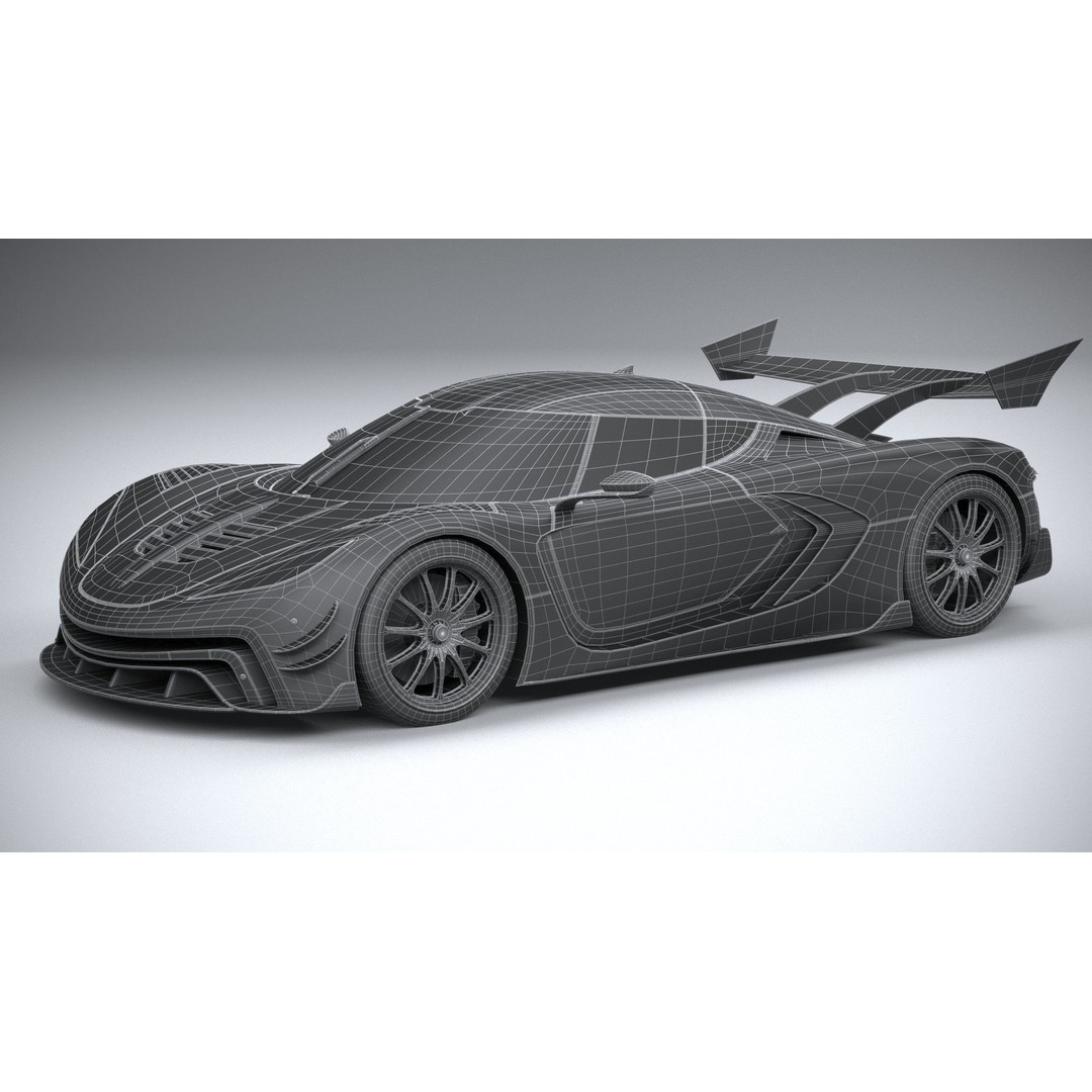 Generic Hypercar 3D Model – Low Poly Game Asset, FBX, OBJ - View 28