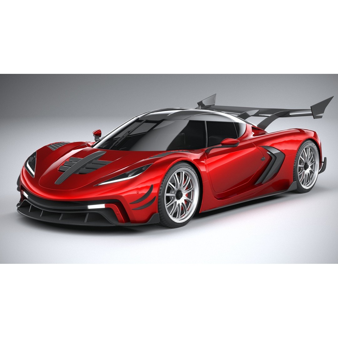 Generic Hypercar 3D Model – Low Poly Game Asset, FBX, OBJ - View 3