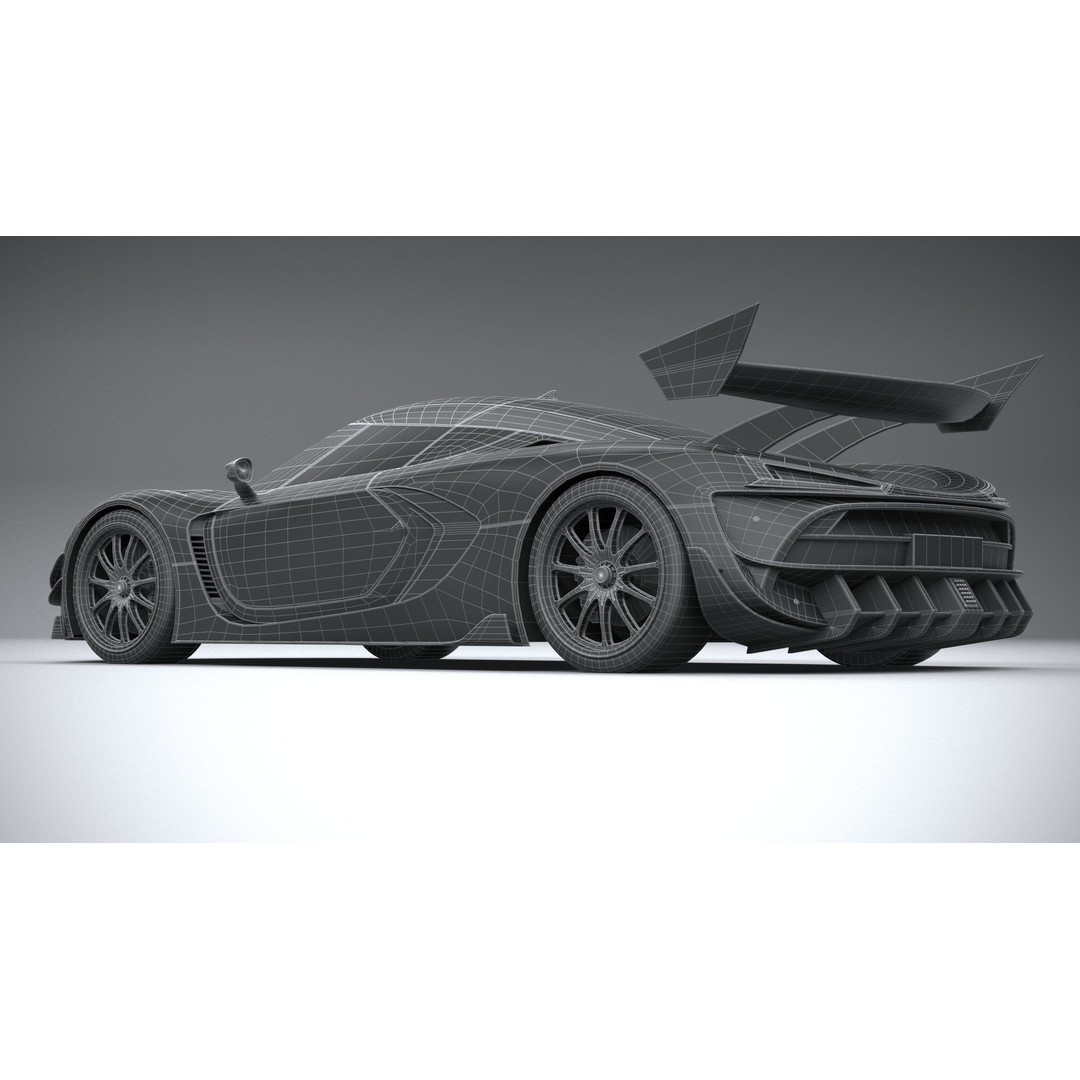 Generic Hypercar 3D Model – Low Poly Game Asset, FBX, OBJ - View 30