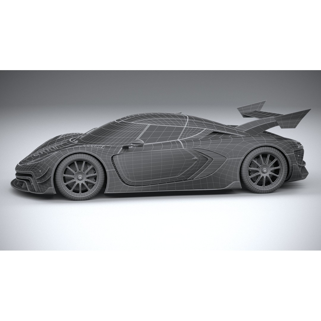 Generic Hypercar 3D Model – Low Poly Game Asset, FBX, OBJ - View 31