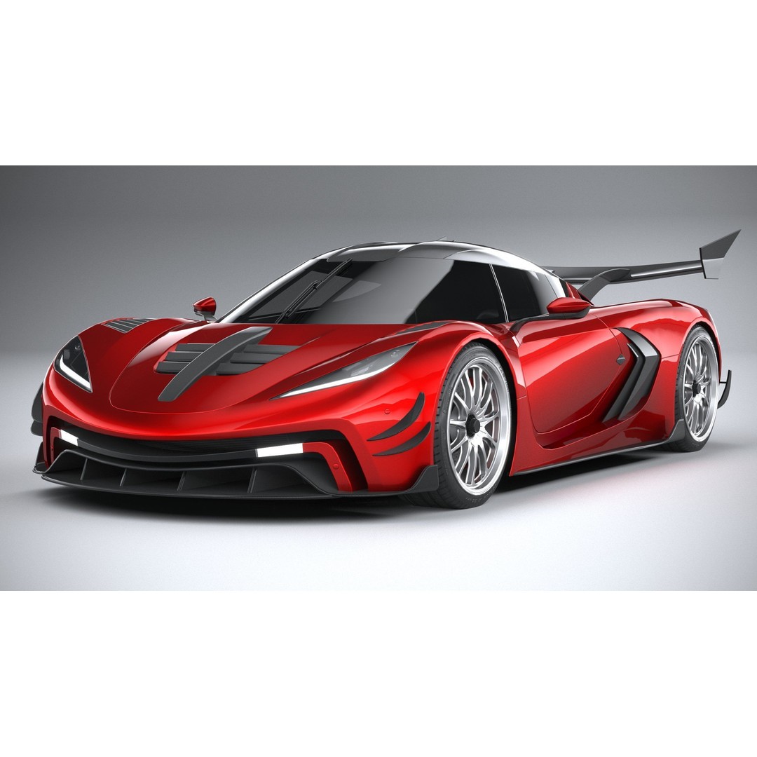 Generic Hypercar 3D Model – Low Poly Game Asset, FBX, OBJ - View 4