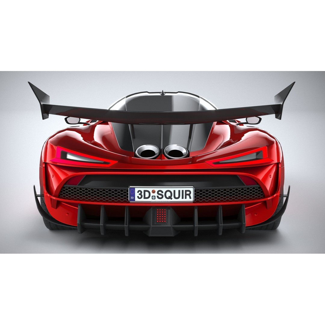 Generic Hypercar 3D Model – Low Poly Game Asset, FBX, OBJ - View 6