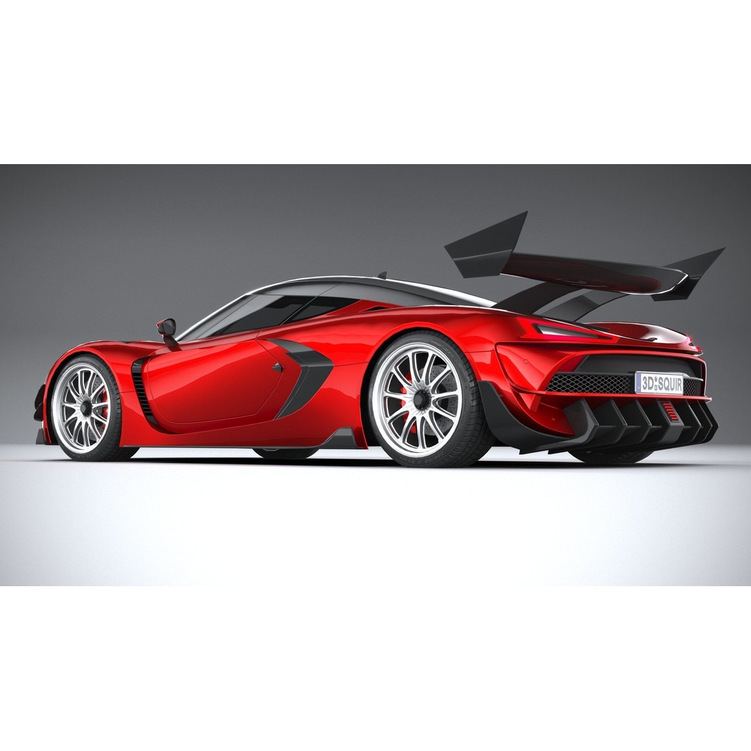 Generic Hypercar 3D Model – Low Poly Game Asset, FBX, OBJ - View 7
