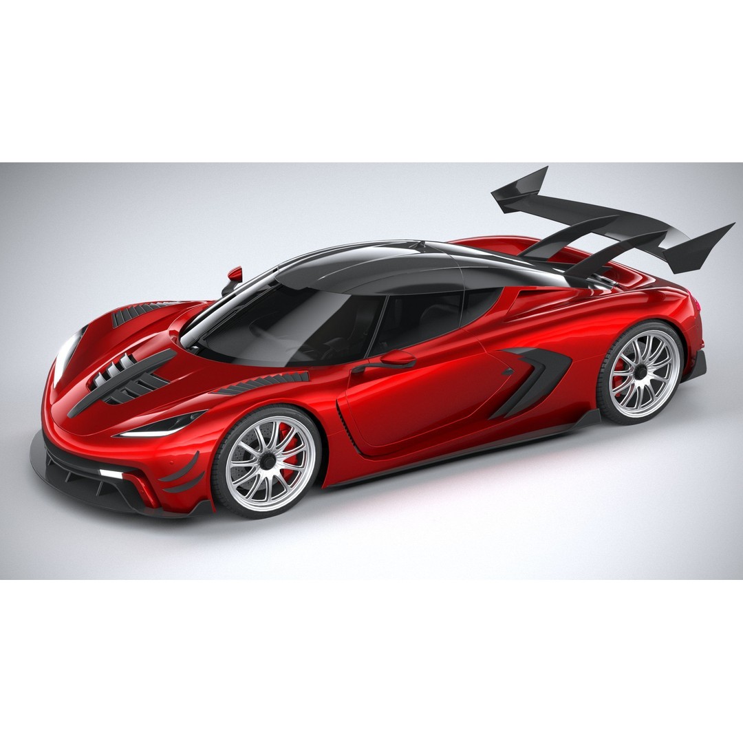 Generic Hypercar 3D Model – Low Poly Game Asset, FBX, OBJ - View 9