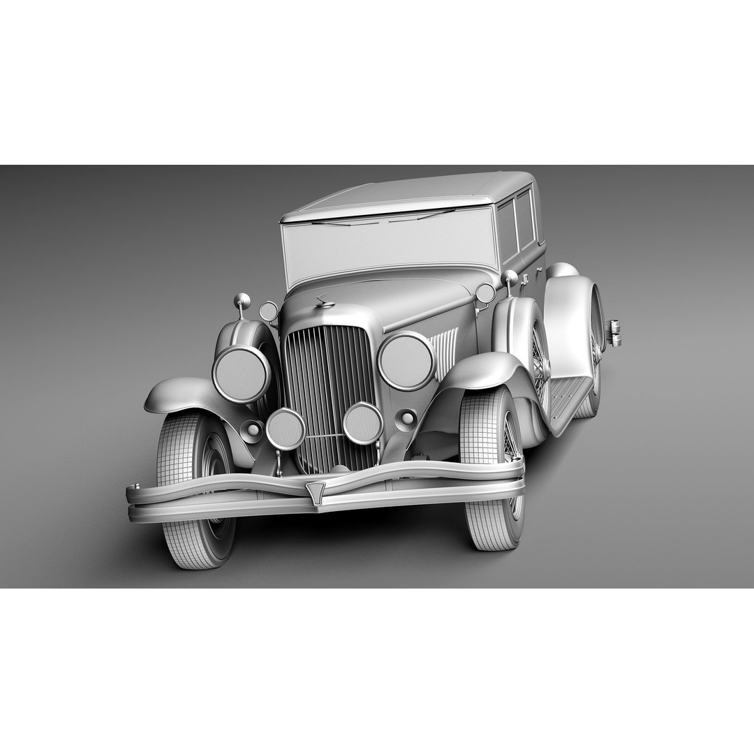 Duesenberg J 232 1930 Sedan 3D Model – High Poly Classic Car, FBX, OBJ - View 11