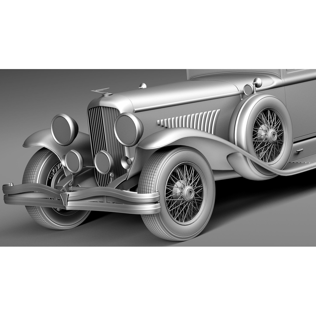 Duesenberg J 232 1930 Sedan 3D Model – High Poly Classic Car, FBX, OBJ - View 12