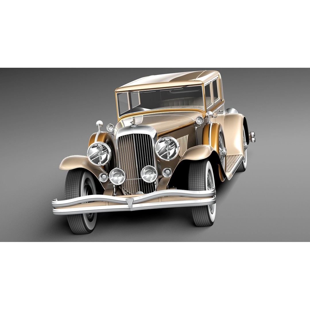 Duesenberg J 232 1930 Sedan 3D Model – High Poly Classic Car, FBX, OBJ - View 3