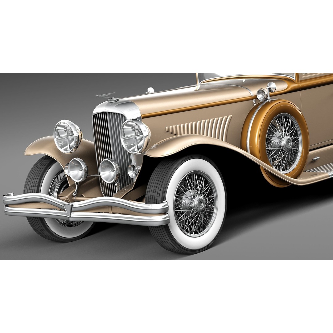 Duesenberg J 232 1930 Sedan 3D Model – High Poly Classic Car, FBX, OBJ - View 4