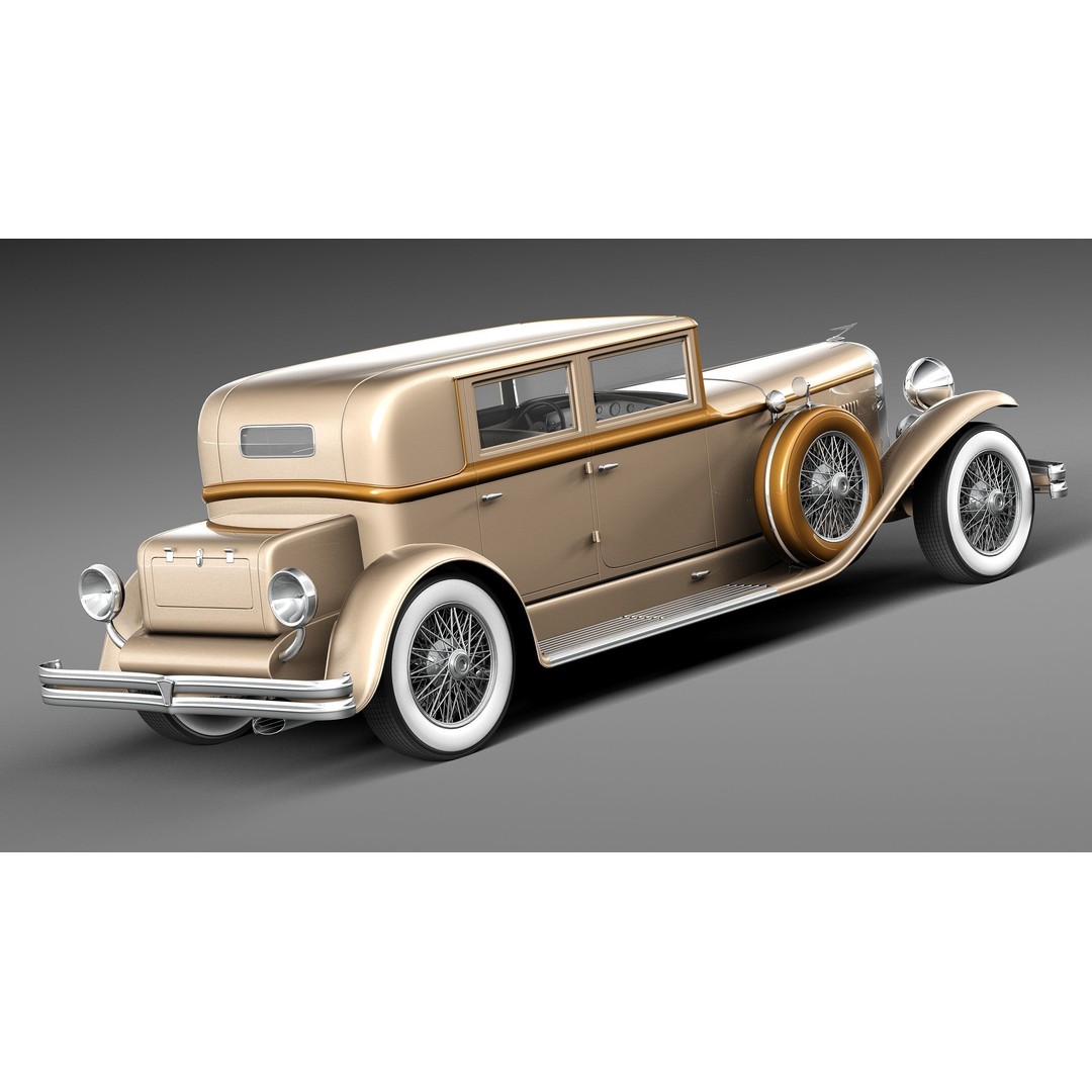 Duesenberg J 232 1930 Sedan 3D Model – High Poly Classic Car, FBX, OBJ - View 6