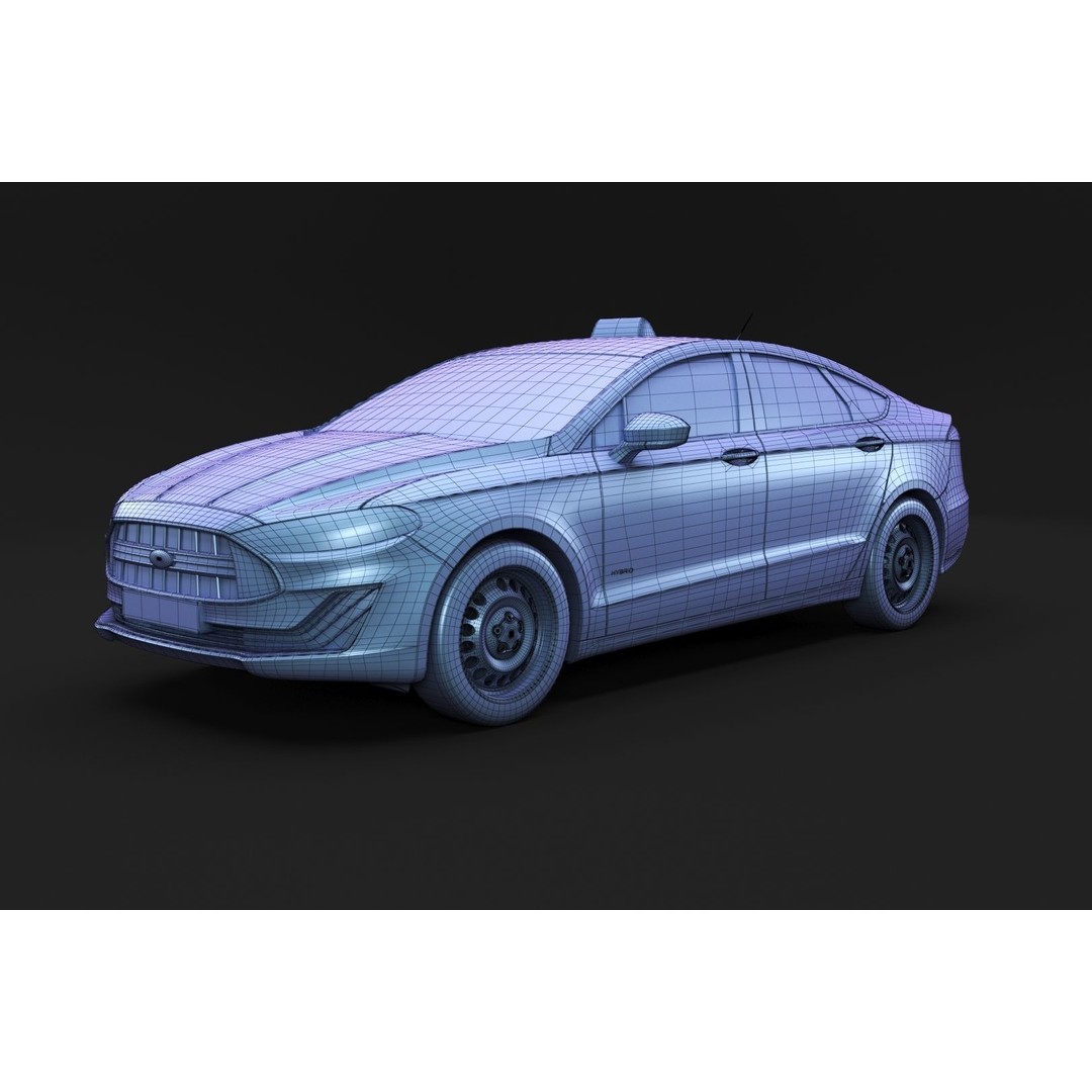 Yellow Taxi Cab 3D Model – Mid-Poly Car for Archviz, FBX, Blender - View 12