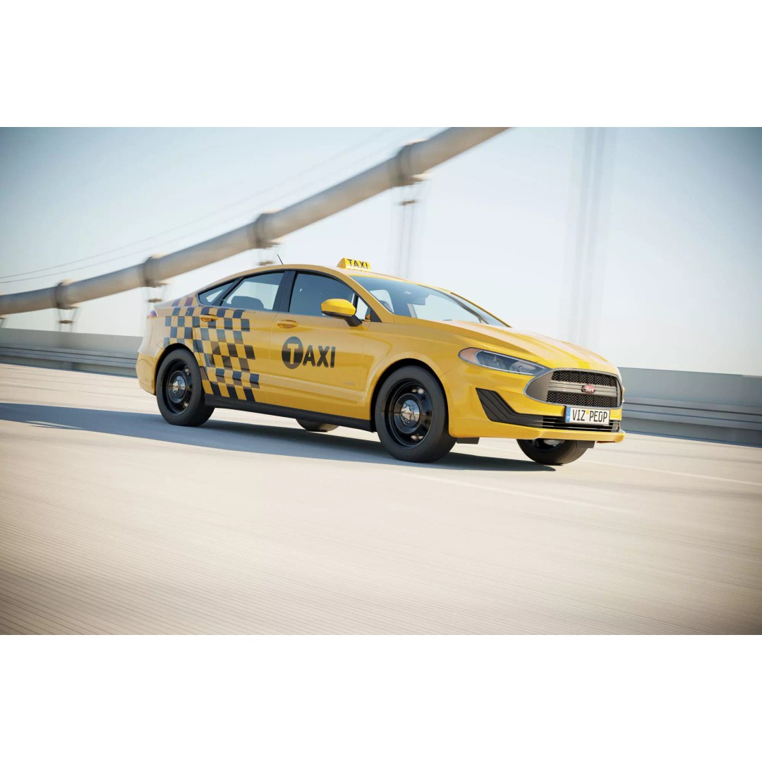 Yellow Taxi Cab 3D Model – Mid-Poly Car for Archviz, FBX, Blender - View 2