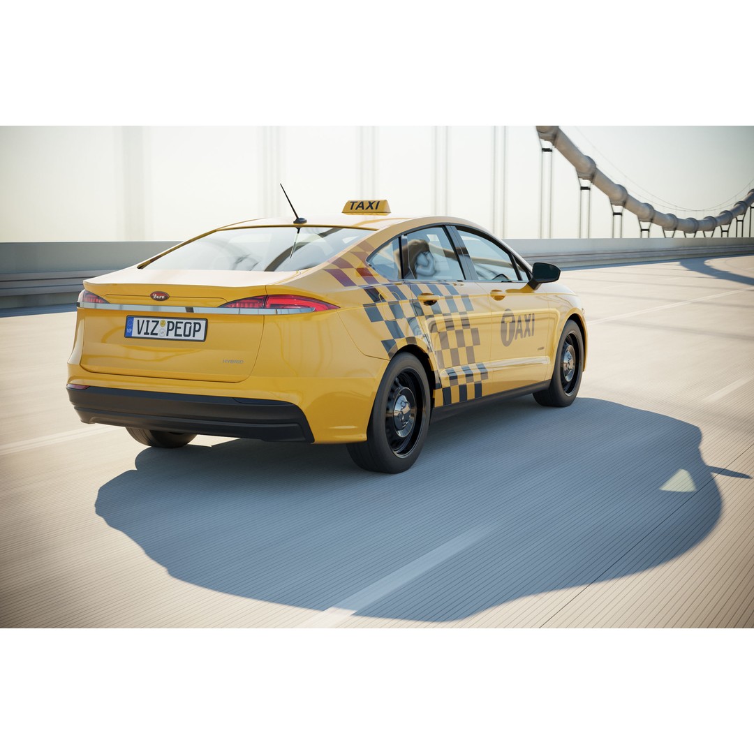 Yellow Taxi Cab 3D Model – Mid-Poly Car for Archviz, FBX, Blender - View 3