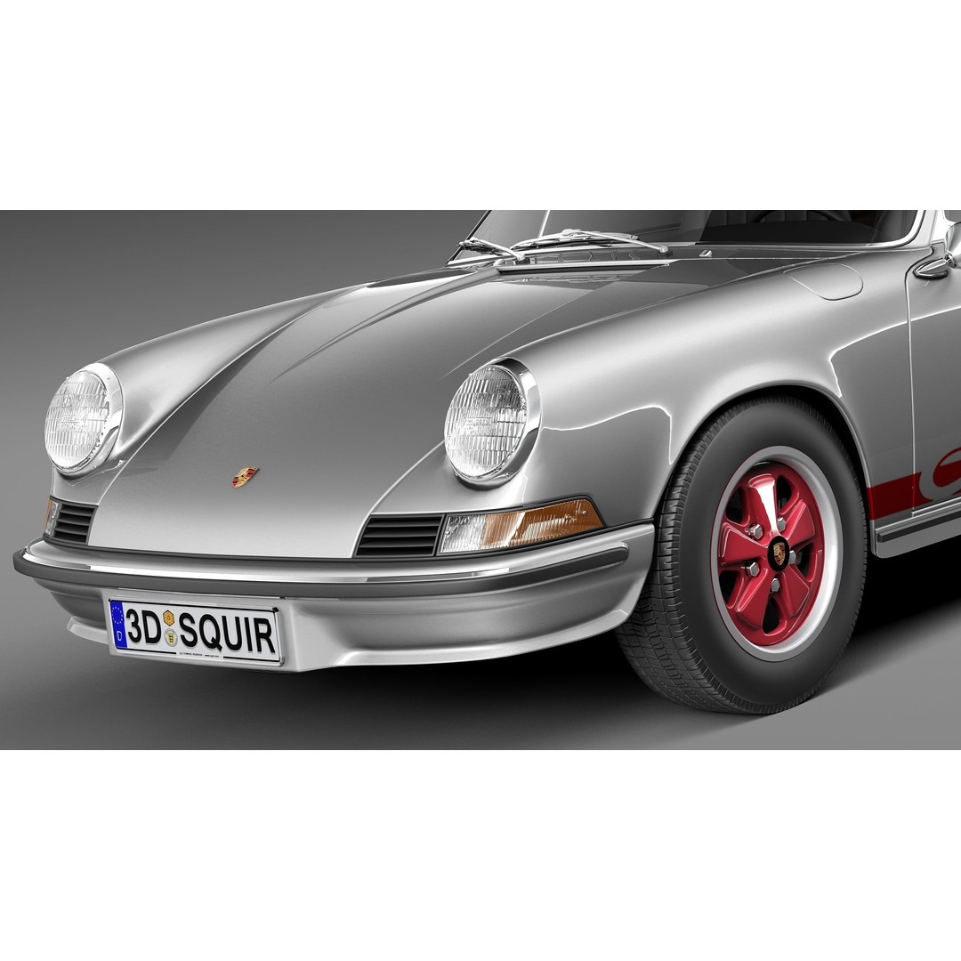 Porsche 911 Carrera RS 1973 3D Model – High Poly Game Asset, FBX, OBJ - View 4