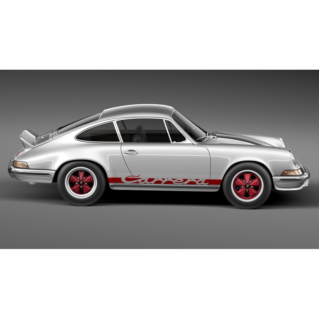 Porsche 911 Carrera RS 1973 3D Model – High Poly Game Asset, FBX, OBJ - View 8