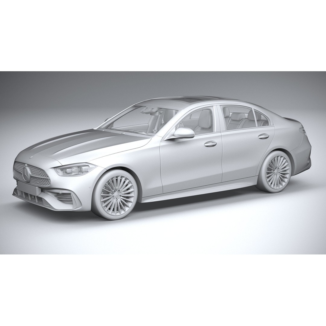 Mercedes-Benz C-Class 2022 3D Model – High Poly Car Asset, FBX, OBJ - View 21