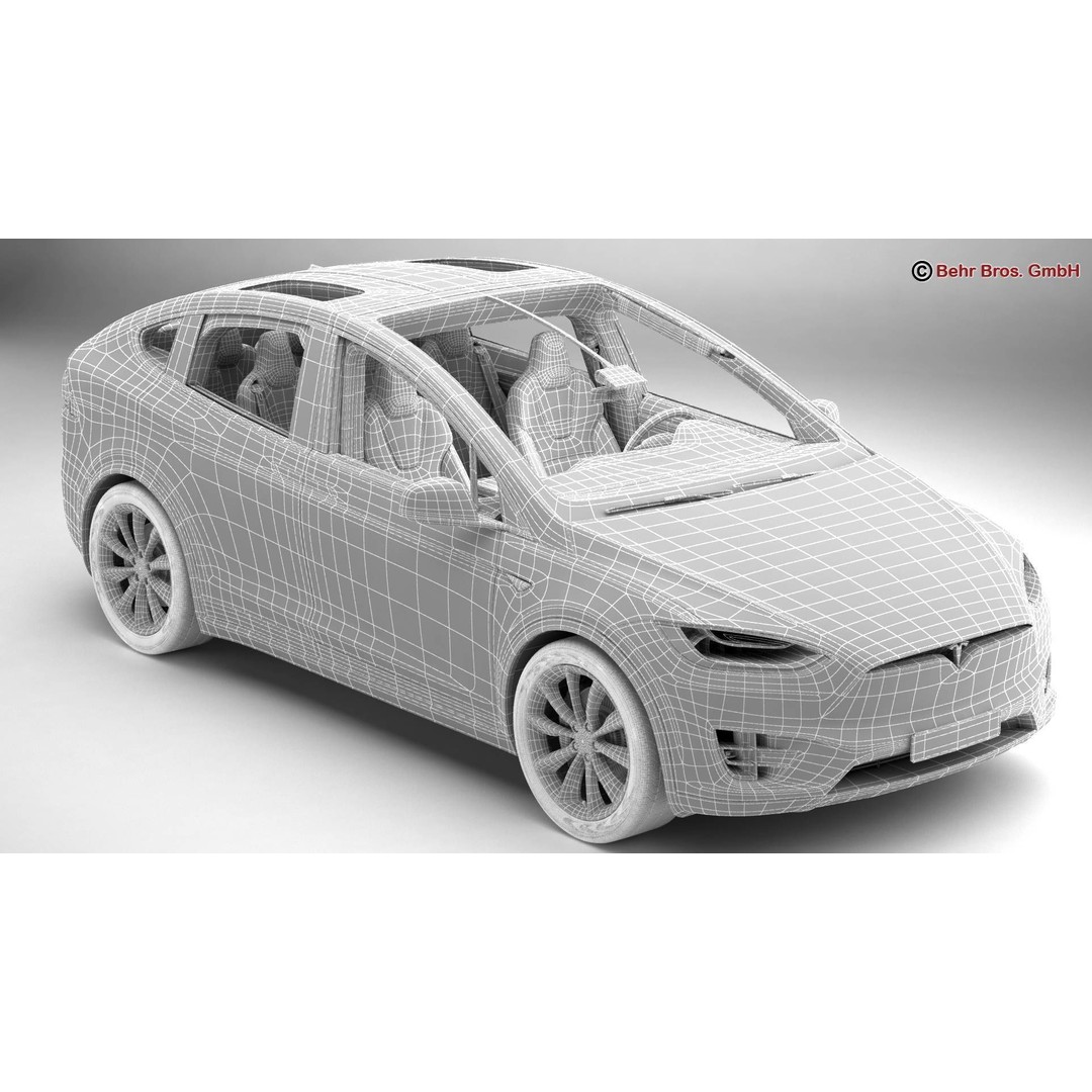 Tesla Model X 2017 3D Model – High Poly SUV with Detailed Interior, FBX, OBJ - View 17