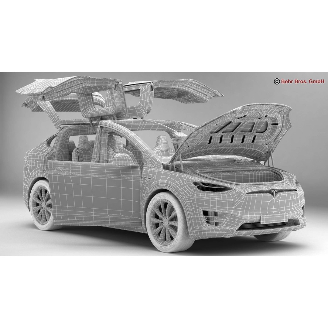 Tesla Model X 2017 3D Model – High Poly SUV with Detailed Interior, FBX, OBJ - View 19