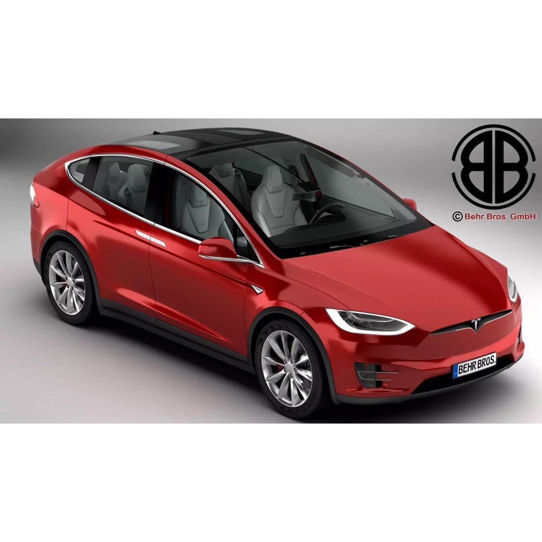 Tesla Model X 2017 3D Model – High Poly SUV with Detailed Interior, FBX, OBJ - View 2
