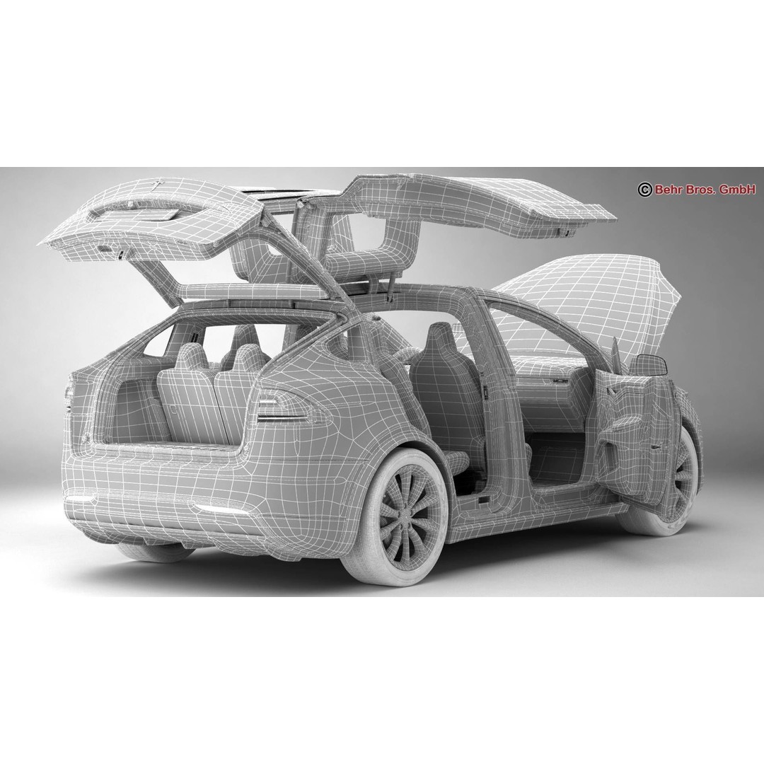 Tesla Model X 2017 3D Model – High Poly SUV with Detailed Interior, FBX, OBJ - View 21
