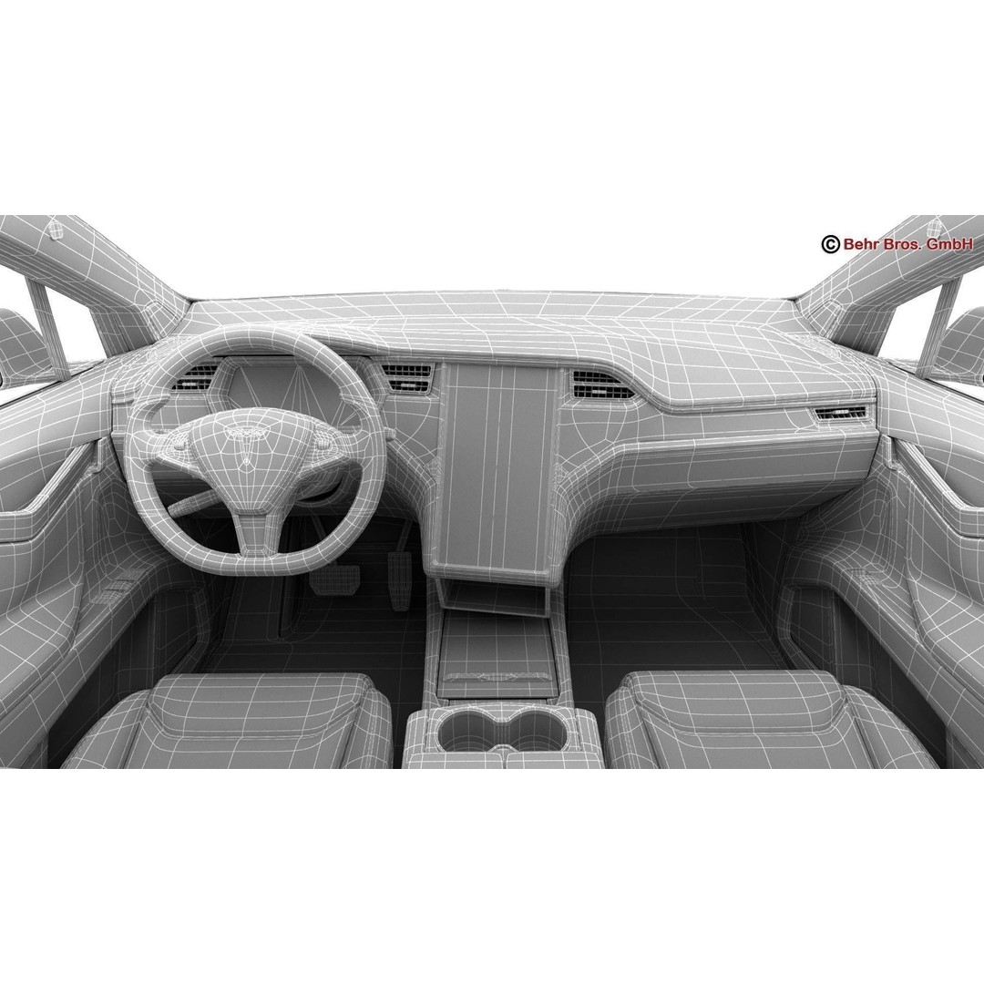 Tesla Model X 2017 3D Model – High Poly SUV with Detailed Interior, FBX, OBJ - View 30