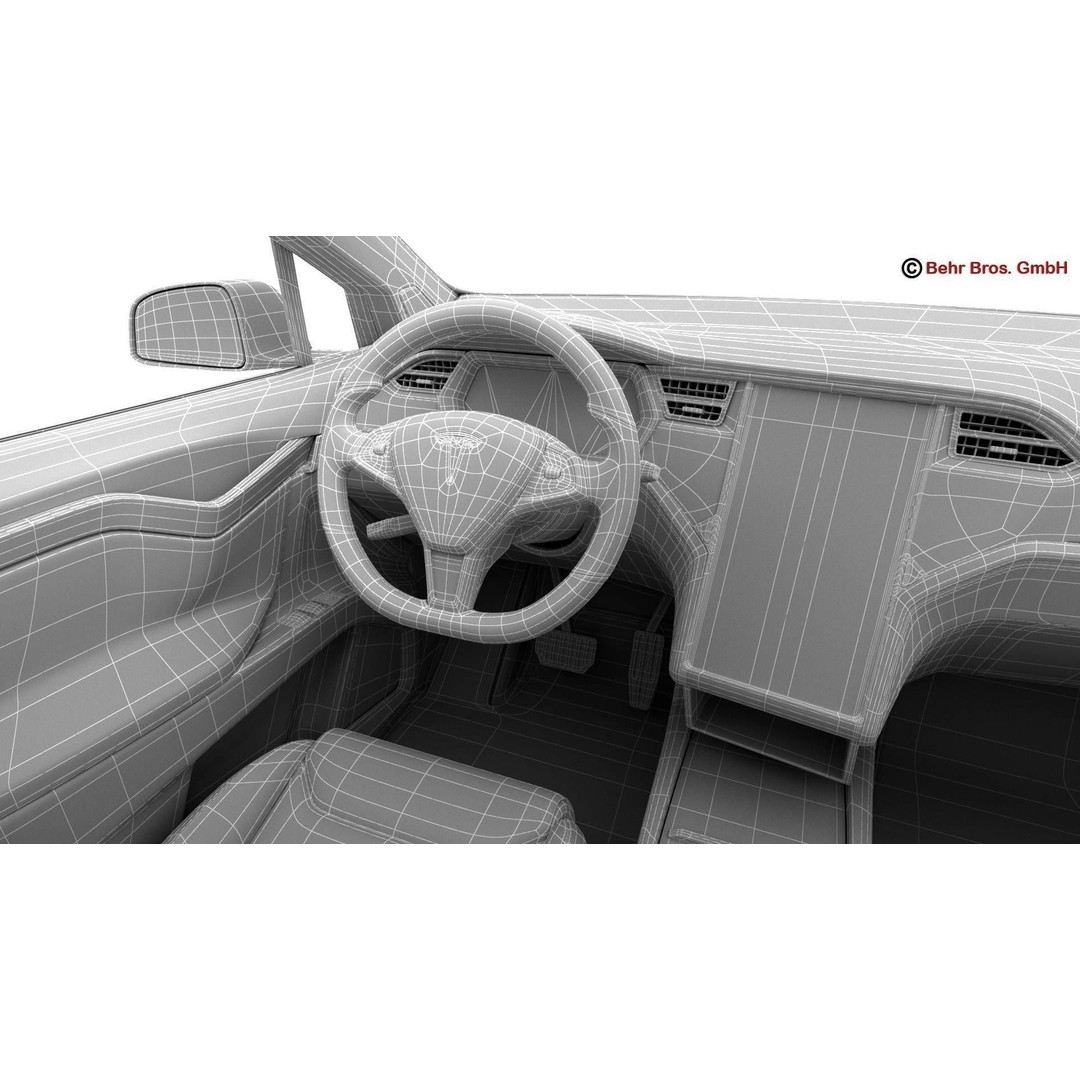 Tesla Model X 2017 3D Model – High Poly SUV with Detailed Interior, FBX, OBJ - View 31