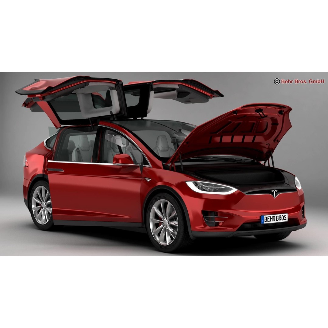 Tesla Model X 2017 3D Model – High Poly SUV with Detailed Interior, FBX, OBJ - View 4